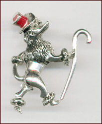 DAPPER POODLE WITH TOP HAT & CANE PIN
